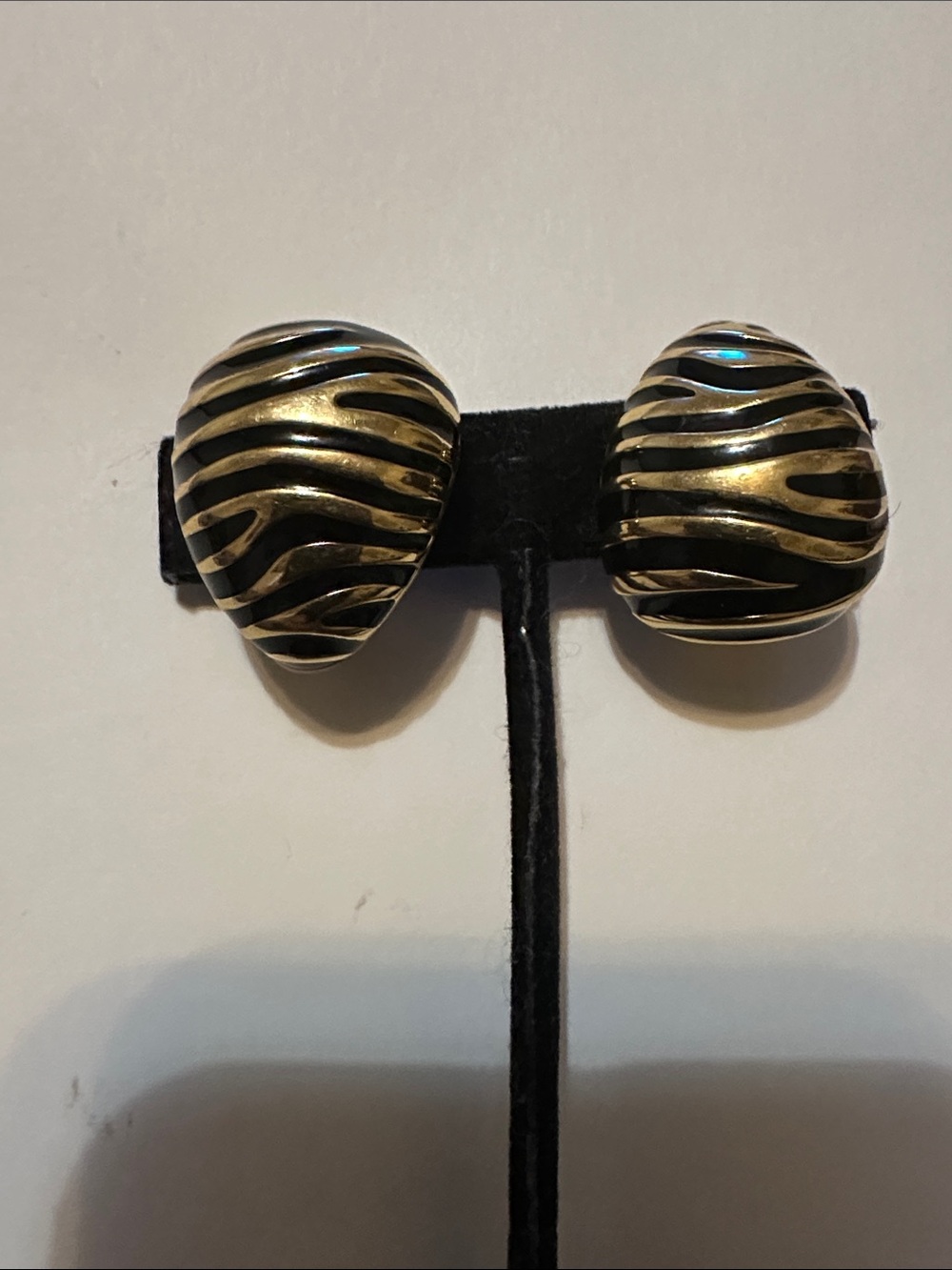 JOAN RIVERS Gold and Black Wave Dome Clip-On Earrings - Women Jewelry